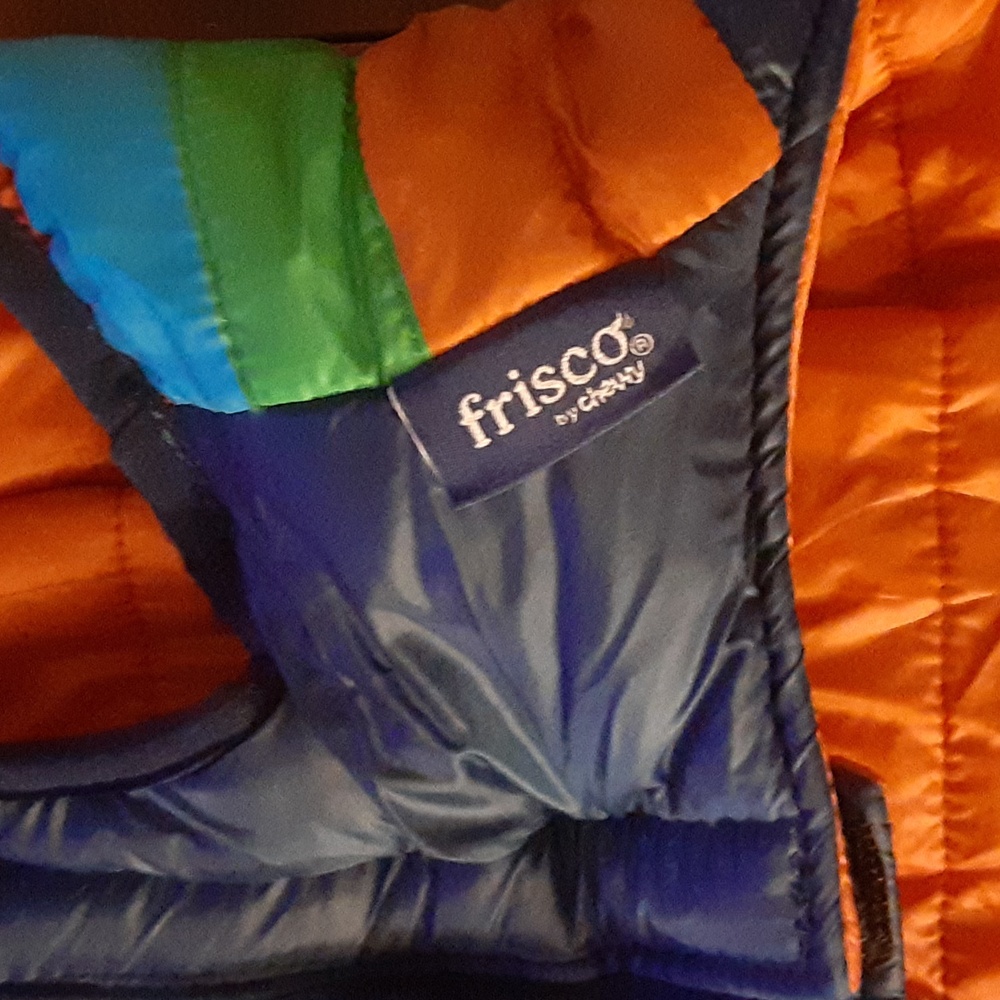 Frisco Lightweight Reversible Striped Packable Dog & Cat Puffer, Navy, Medium - Picture 10 of 11